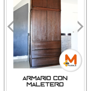Armario 2 puertas, 3 cajones con maletero, nogal