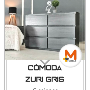 Cómoda Zuri gris 6 cajones