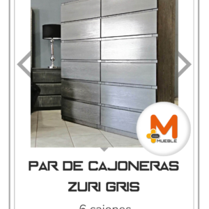 Par de cajoneras Zuri gris 6 cajones