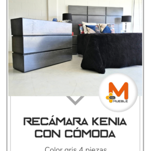 Recámara Kenia con cómoda gris