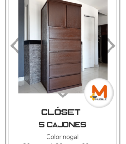 Clóset 5 cajones nogal