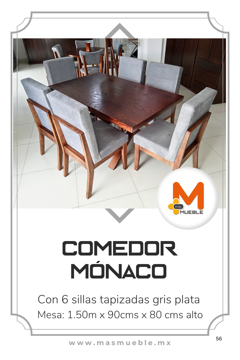 Comedor Mónaco nogal 6 sillas