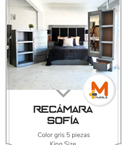Recámara Sofia gris 5 piezas
