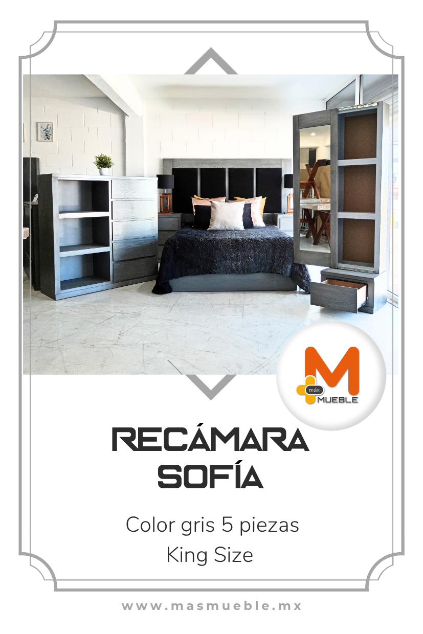 Recámara Sofia gris 5 piezas